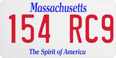 MA license plate 154RC9