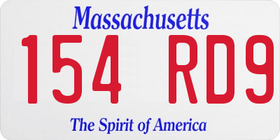 MA license plate 154RD9