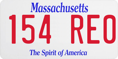 MA license plate 154RE0