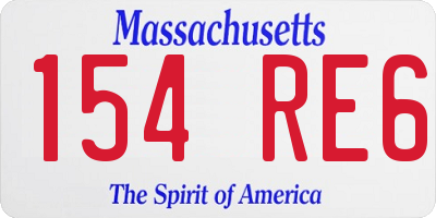 MA license plate 154RE6