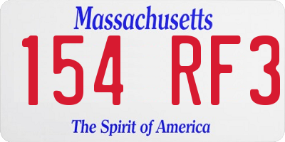MA license plate 154RF3