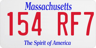 MA license plate 154RF7