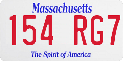 MA license plate 154RG7