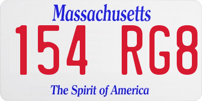MA license plate 154RG8