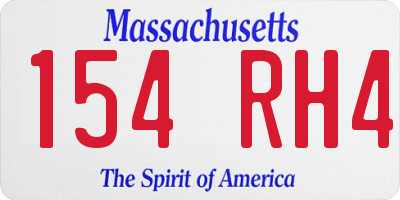 MA license plate 154RH4
