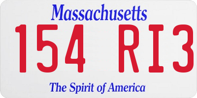 MA license plate 154RI3