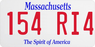 MA license plate 154RI4