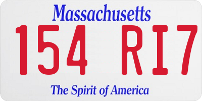 MA license plate 154RI7