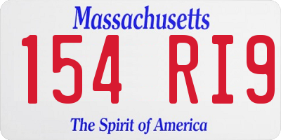 MA license plate 154RI9
