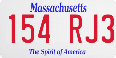 MA license plate 154RJ3