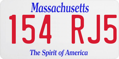 MA license plate 154RJ5