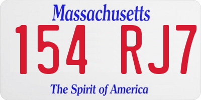MA license plate 154RJ7