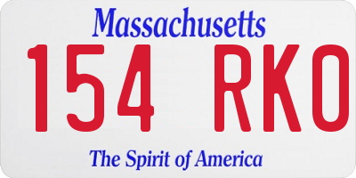 MA license plate 154RK0