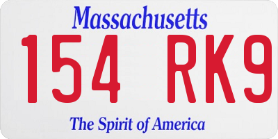 MA license plate 154RK9