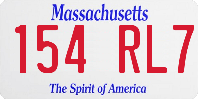 MA license plate 154RL7