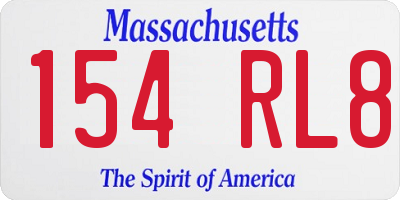 MA license plate 154RL8