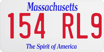 MA license plate 154RL9