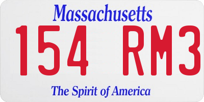 MA license plate 154RM3