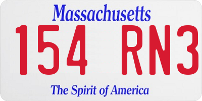 MA license plate 154RN3