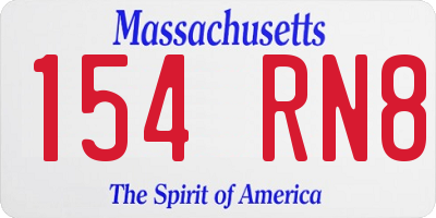 MA license plate 154RN8