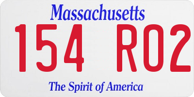 MA license plate 154RO2
