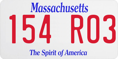 MA license plate 154RO3
