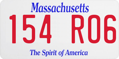 MA license plate 154RO6