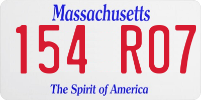 MA license plate 154RO7