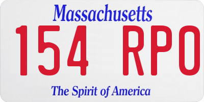MA license plate 154RP0