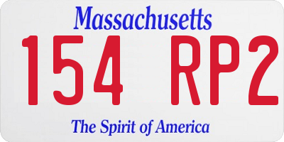 MA license plate 154RP2
