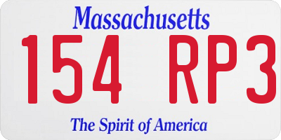 MA license plate 154RP3