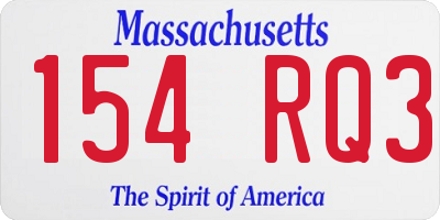 MA license plate 154RQ3