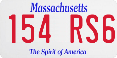 MA license plate 154RS6