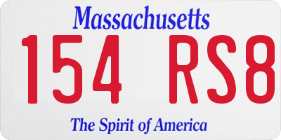 MA license plate 154RS8