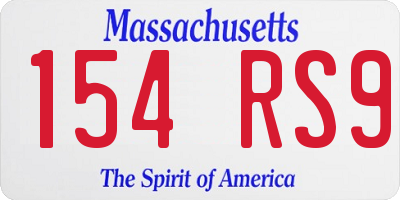 MA license plate 154RS9