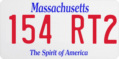 MA license plate 154RT2
