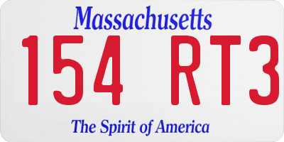 MA license plate 154RT3