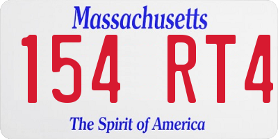 MA license plate 154RT4