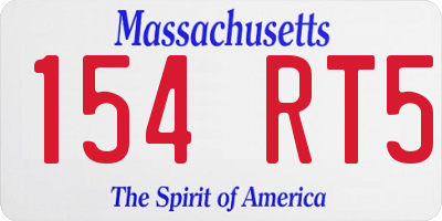 MA license plate 154RT5