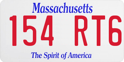 MA license plate 154RT6
