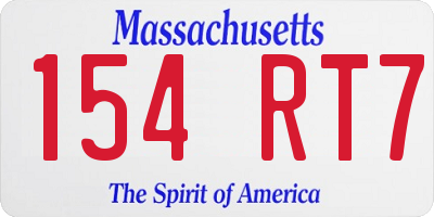 MA license plate 154RT7