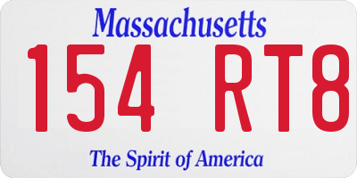 MA license plate 154RT8