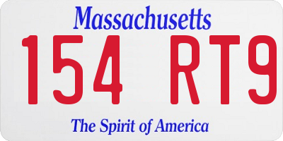 MA license plate 154RT9