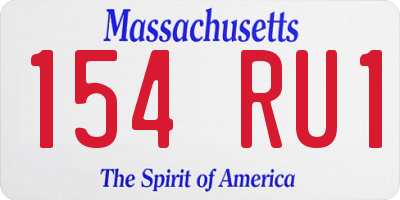 MA license plate 154RU1