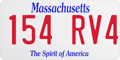 MA license plate 154RV4