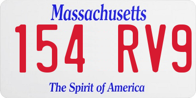 MA license plate 154RV9