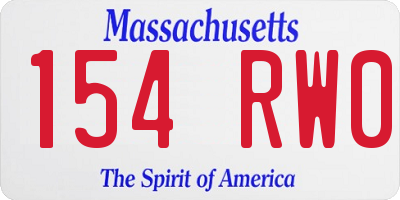 MA license plate 154RW0