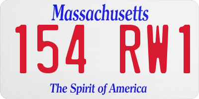 MA license plate 154RW1