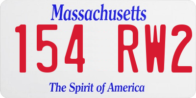 MA license plate 154RW2