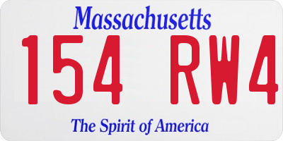 MA license plate 154RW4